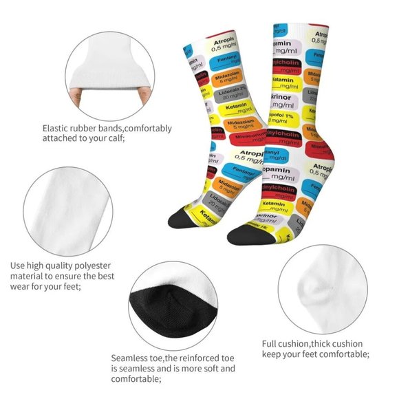 Doctor Medical Nurse Hospital Anesthesia Medication Unisex Winter Socks … - Picture 8 of 9